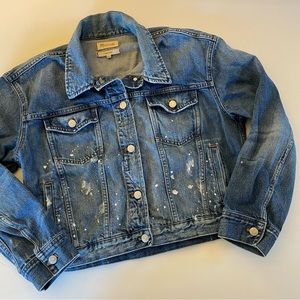 Madewell Boxy Crop Paint Splatter Denim Jacket